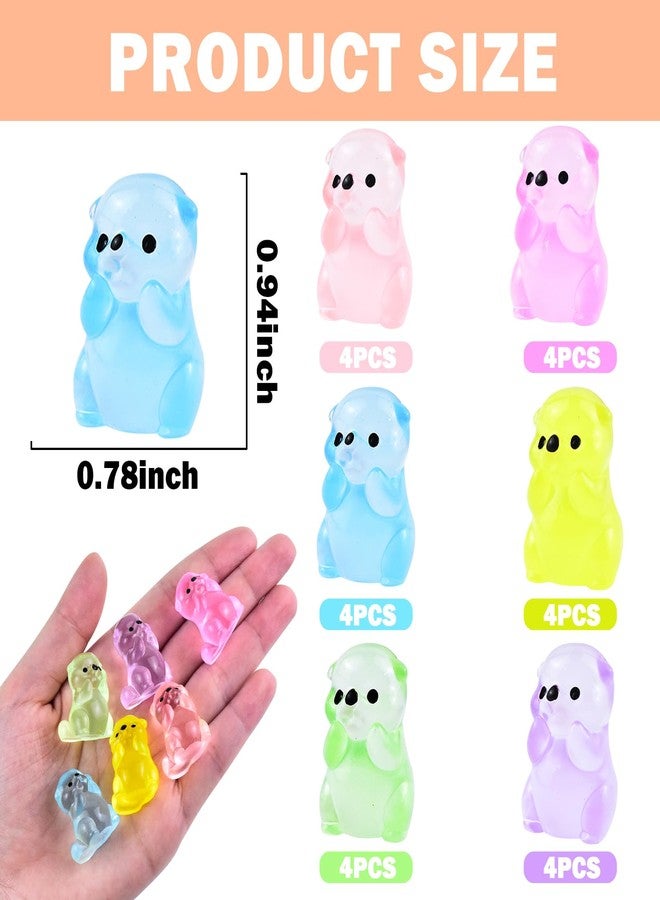 HOMICO 24 Pieces Luminous Mini Otter Resin Animals for Dollhouse Fairy Garden Birthday Decorations - Image 3